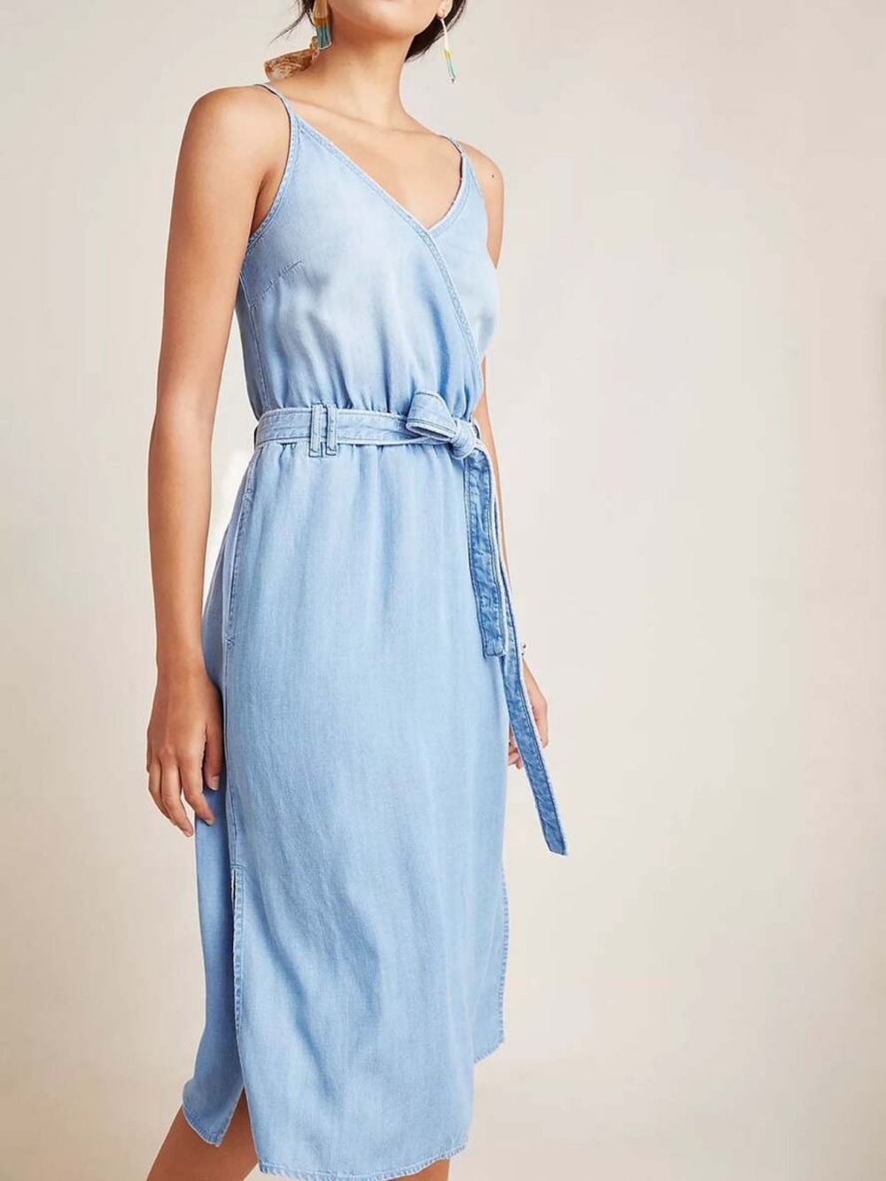 Anthropologie Denim Faux Wrap Dress